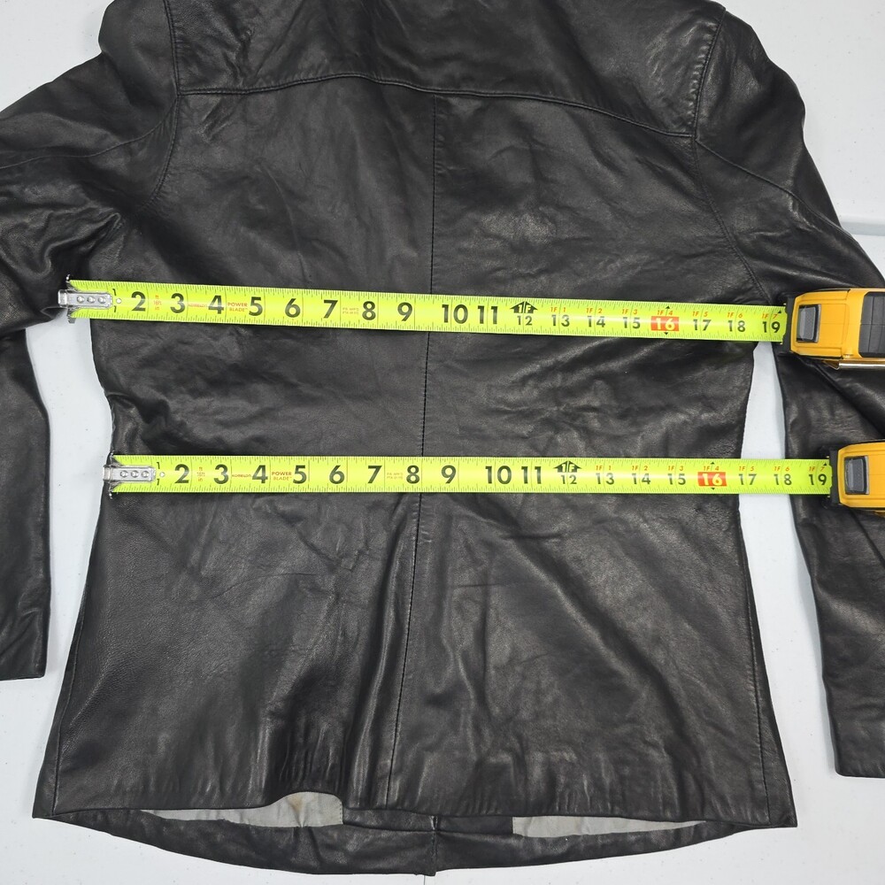 Worn Vintage 90s Beyond Sport California Lamb Leather Jacket Women L Button Up - Picture 13 of 16